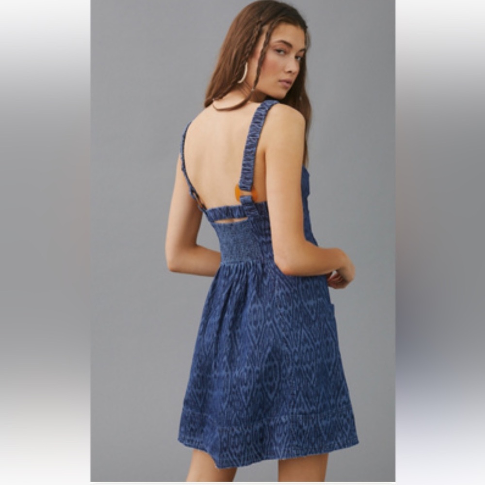 PILCRO IKAT DENIM MINI SUNDRESS